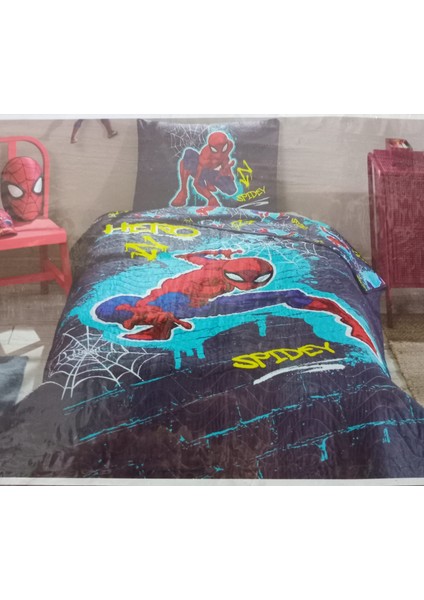Disney Ranforce Tek Kişilik Yatak Örtüsü Gri Spiderman Street