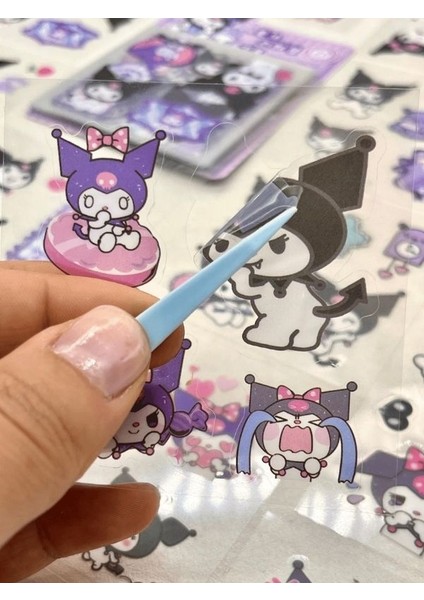 Sanrio Karakter Kuromi 25 Yaprak Pet Sticker Set Mor Paket