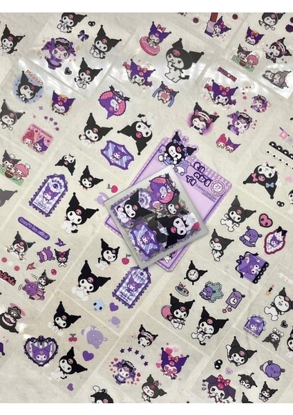 Sanrio Karakter Kuromi 25 Yaprak Pet Sticker Set Mor Paket