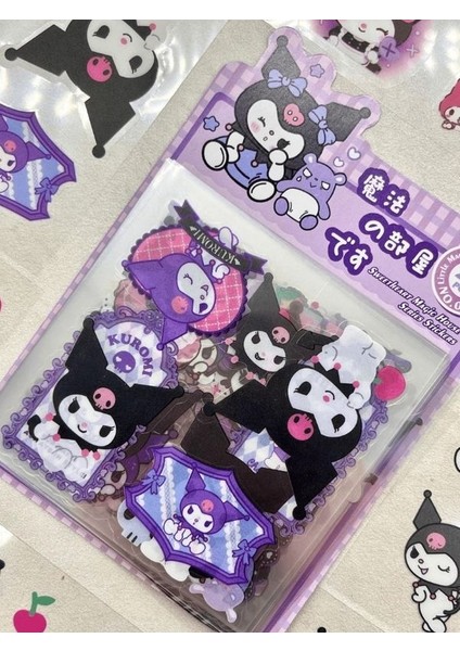 Sanrio Karakter Kuromi 25 Yaprak Pet Sticker Set Mor Paket