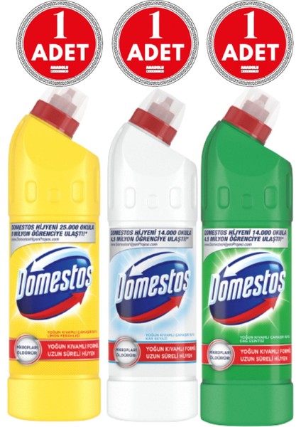 Çamaşır Suyu Limon 750 ml Kar Beyazı 750 ml Dağ Esintisi 750 ml