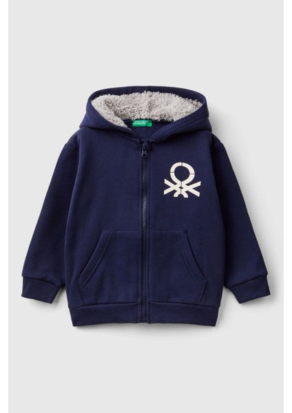 Erkek Bebek Kapüşonlu Sweatshirt - Lacivert