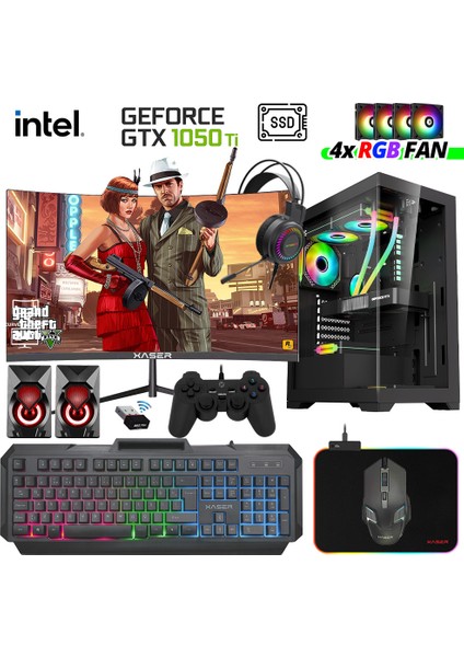 XSR984 I7 4770 16GB Ram 512GB SSD 4gb GTX1050 Ti 23.8" Curved Masaüstü Oyuncu Bilgisayarı