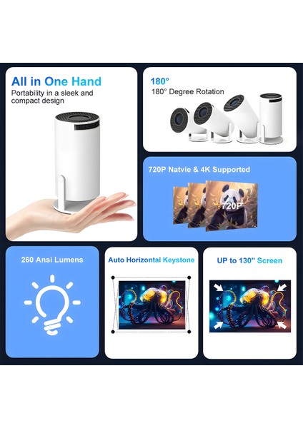 Idragon® HY300PRO Yeni Sürüm, Hızlı İşlemci, 4K Destekli Android 12 Akıllı Projeksiyon Cihazı 200ANSI 130 Inç Ekran Wifi Bluetooth HDMI indirimleri