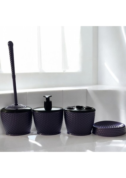 4'lü Banyo Seti Sıvı Sabunluk-Diş Fırçalık-Tuvalet Fırçası-Katı Sabunluk