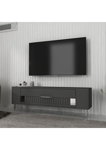 RETROLP4DD Tv Sehpası Antrasit-Gümüş fırsatları