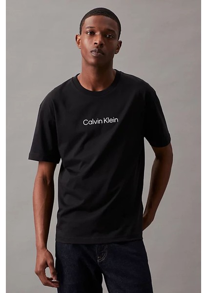 Erkek Hero Logo Kısa Kollu T-Shirt - Siyah