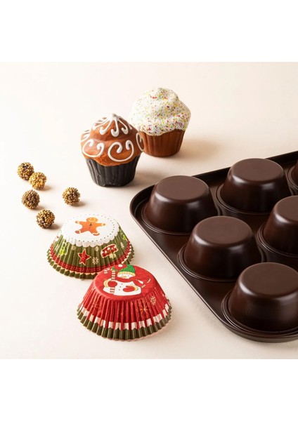 12'li Muffin Kalıbı - Kahverengi - 27X35 cm