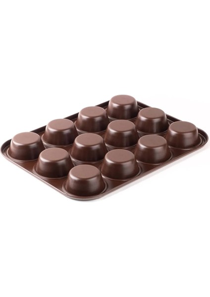12'li Muffin Kalıbı - Kahverengi - 27X35 cm