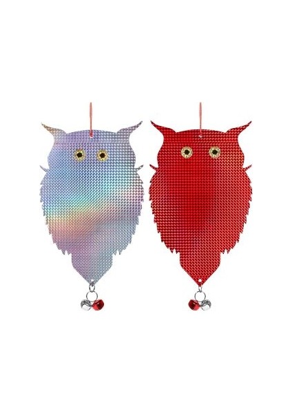 Kuş Engelleyici Baykuş Yansıtıcı Holografik Baykuş (Kırmızı ve Gümüş)