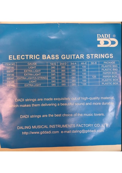 EB-141 Bas Gitar Tel Set