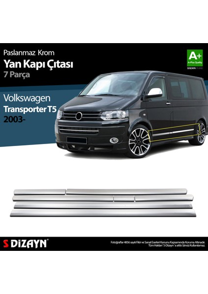 Vw T5 Transporter Krom Yan Kapı Çıtası 7 Prç 2003-2010 (U.ş)