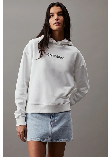 Kadın Ck Hero Logo Sweatshirt - Beyaz