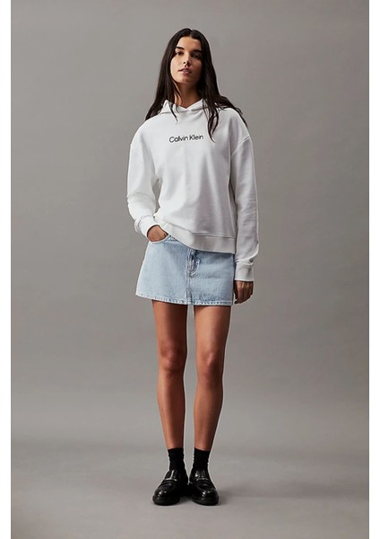Kadın Ck Hero Logo Sweatshirt - Beyaz