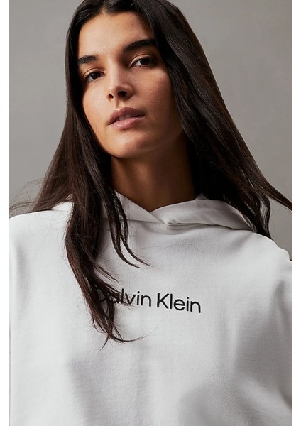 Kadın Ck Hero Logo Sweatshirt - Beyaz