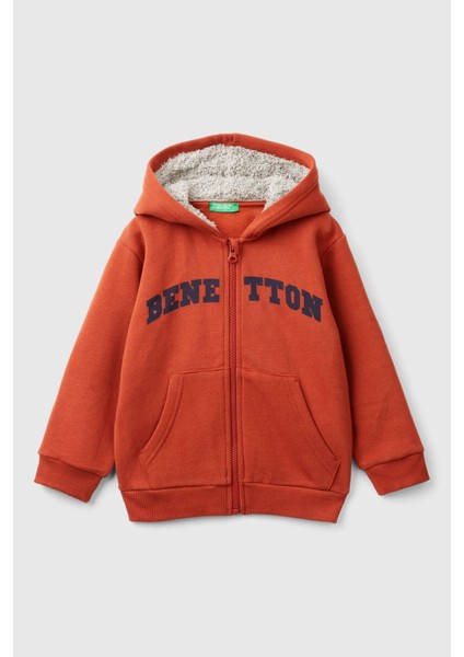 Erkek Bebek Kapüşonlu Sweatshirt - Tuğla Kırmızı