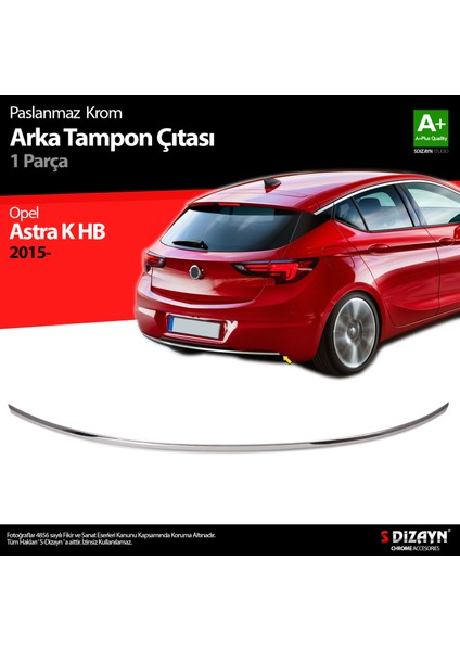 Opel Astra K Hb Krom Arka Tampon Çıta 2015-2022