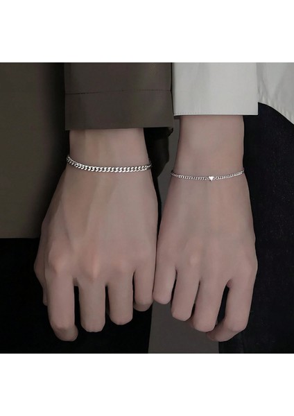 Gümüş Şık Zincir Bileklik Çift Sevgili Arkadaşlık