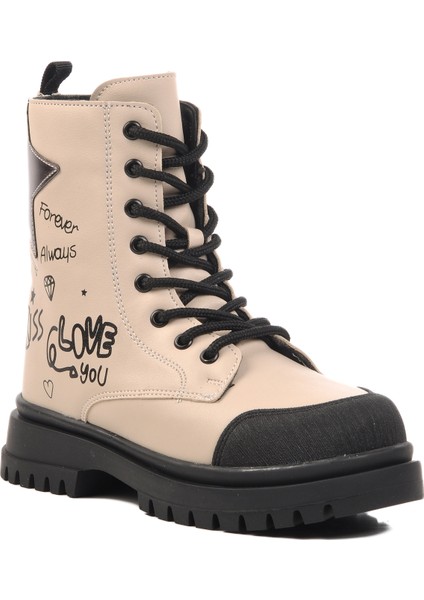 1566-F Krem Içi Polarlı Kız Çocuk Bot modelleri