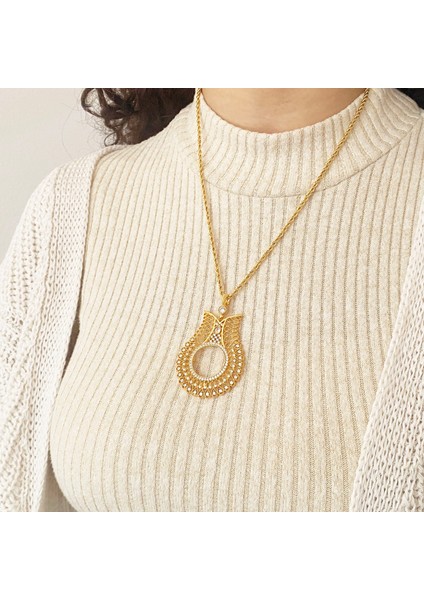 Bz Altın Kaplama Zirkon Taşlı Lale Model Yarım Çerçeve Kolye Ucu TGR-371 fiyatları