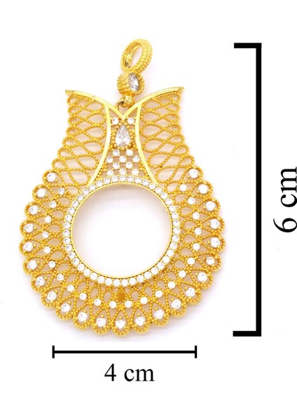 Bz Altın Kaplama Zirkon Taşlı Lale Model Yarım Çerçeve Kolye Ucu TGR-371 fırsatları