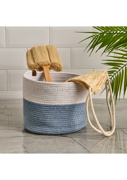 Living Yuvarlak Organizer Sepet - Gri / Beyaz - 14X24X24 cm