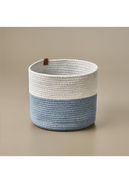 Living Yuvarlak Organizer Sepet - Gri / Beyaz - 14X24X24 cm