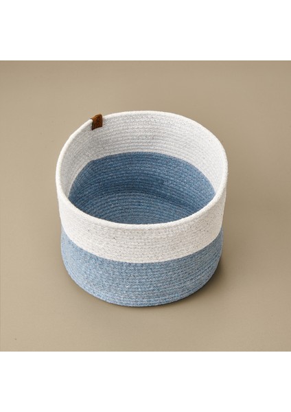 Living Yuvarlak Organizer Sepet - Gri / Beyaz - 14X24X24 cm