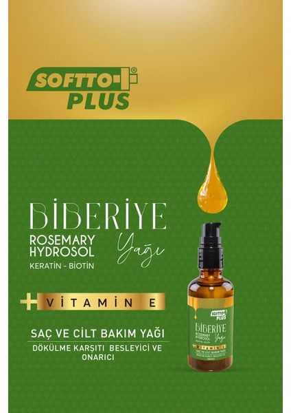 Biberiye Rosemary Hydrosol Yağı 50 ml - Keratin, Biotin & Vitamin E ile Saç Uzatma ve Onarım