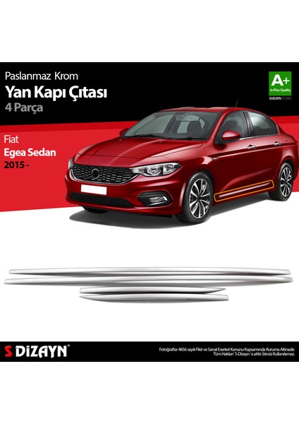 Fiat Egea Sedan Krom Yan Kapı Çıtası 4 Prç. 2015-2020