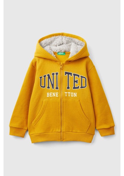 Erkek Bebek Kapüşonlu Sweatshirt - Hardal