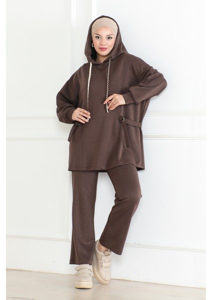 Aura Modal Scuba Takım & Kahverengi