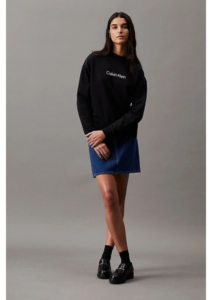 Kadın Ck Hero Logo Sweatshirt - Siyah
