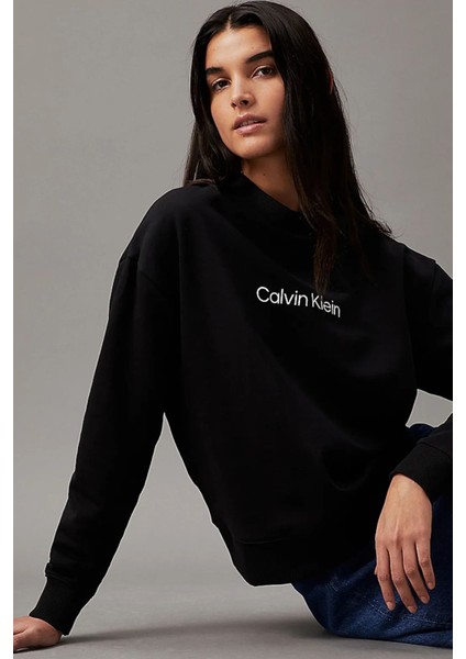 Kadın Ck Hero Logo Sweatshirt - Siyah