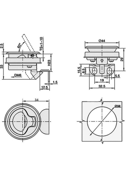 Karavan & Tekne Banyo ve Mobilya Kilidi Çinko 38 mm Çap Yatek Karavan Tekne