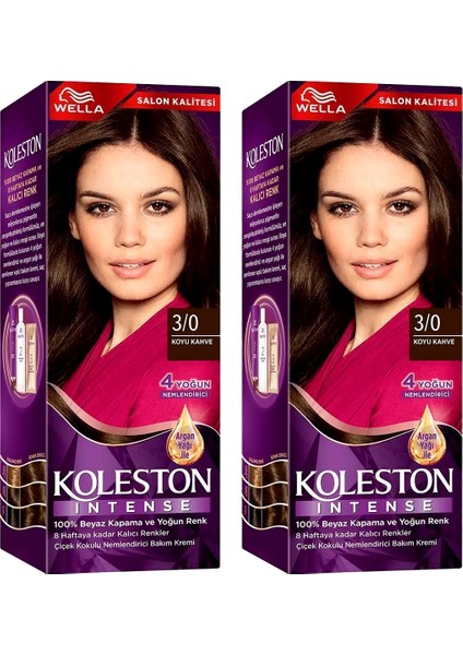 Intense Saç Boyası 3/0 Koyu Kahve - Salon Kalitesi 2x