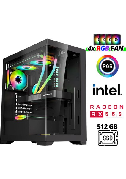 XSR969 I5 4570 16GB Ram 512GB SSD 4gb RX550 Ekran Kartı Oyuncu Tavsiye Sistem