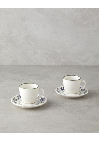Mistia Bone Porselen 4 Parça 2 Kişilik Kahve Fincan Takımı 90 ml Mavi