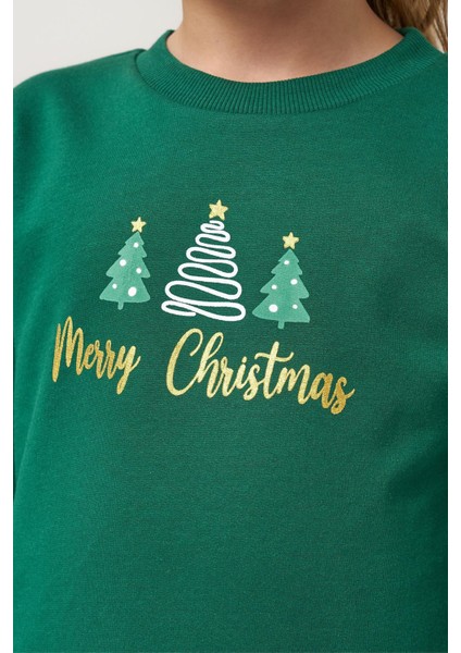 Ağaç Baskı Yılbaşı Konsept Kız Çocuk etekli takım - Yeşil fırsatları