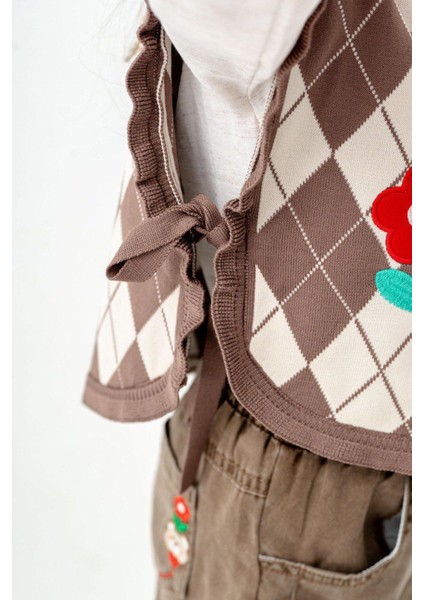 Ayıcık Detaylı Triko Süeterli Kız Çocuk 3 lü takım - Kahverengi fırsatları