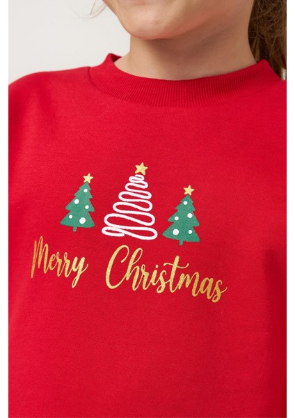 Ağaç Baskı Yılbaşı Konsept Kız Çocuk etekli takım - Kırmızı fırsatları