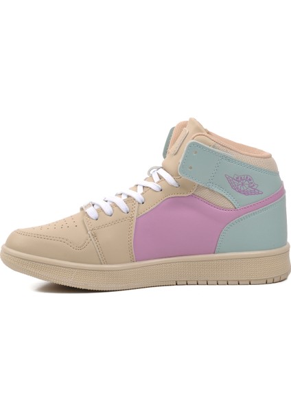 Bej-Lila-Yeşil Hi Sneaker