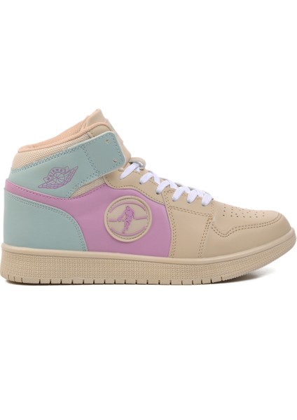 Bej-Lila-Yeşil Hi Sneaker