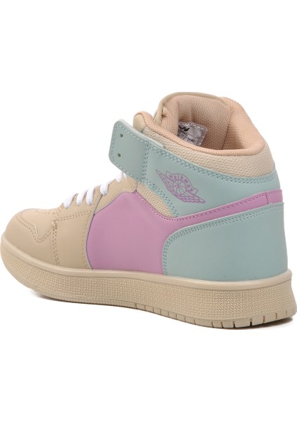 Bej-Lila-Yeşil Hi Sneaker