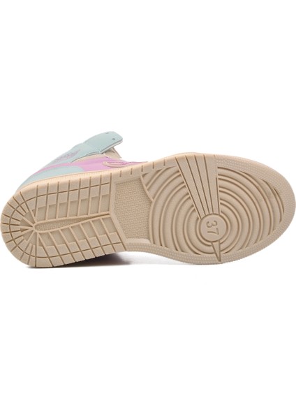 Bej-Lila-Yeşil Hi Sneaker