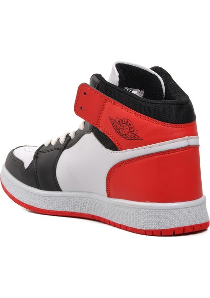 Siyah-Beyaz-Kırmızı Erkek Hi Sneaker