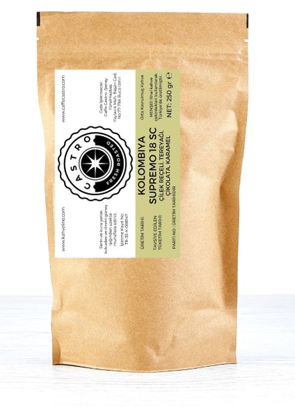 Kolombiya Supremo Öğütülmüş French Press Kahve 250 Gr