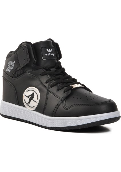 Siyah-Siyah-Beyaz Erkek Hi Sneaker