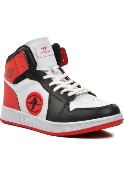 Siyah-Beyaz-Kırmızı Erkek Hi Sneaker