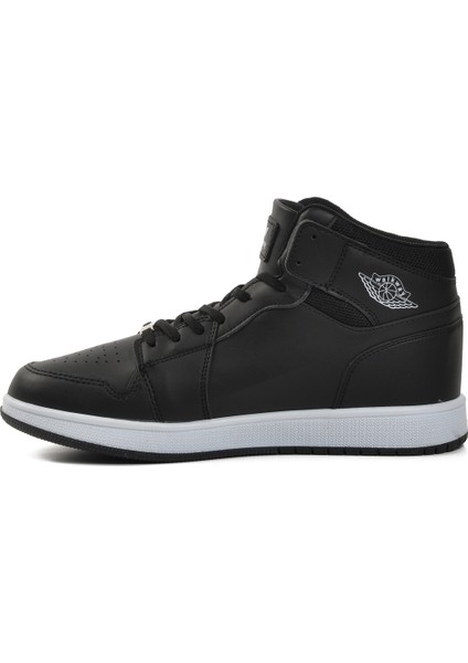 Siyah-Siyah-Beyaz Erkek Hi Sneaker